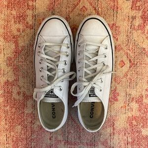 White Leather Platform Converse